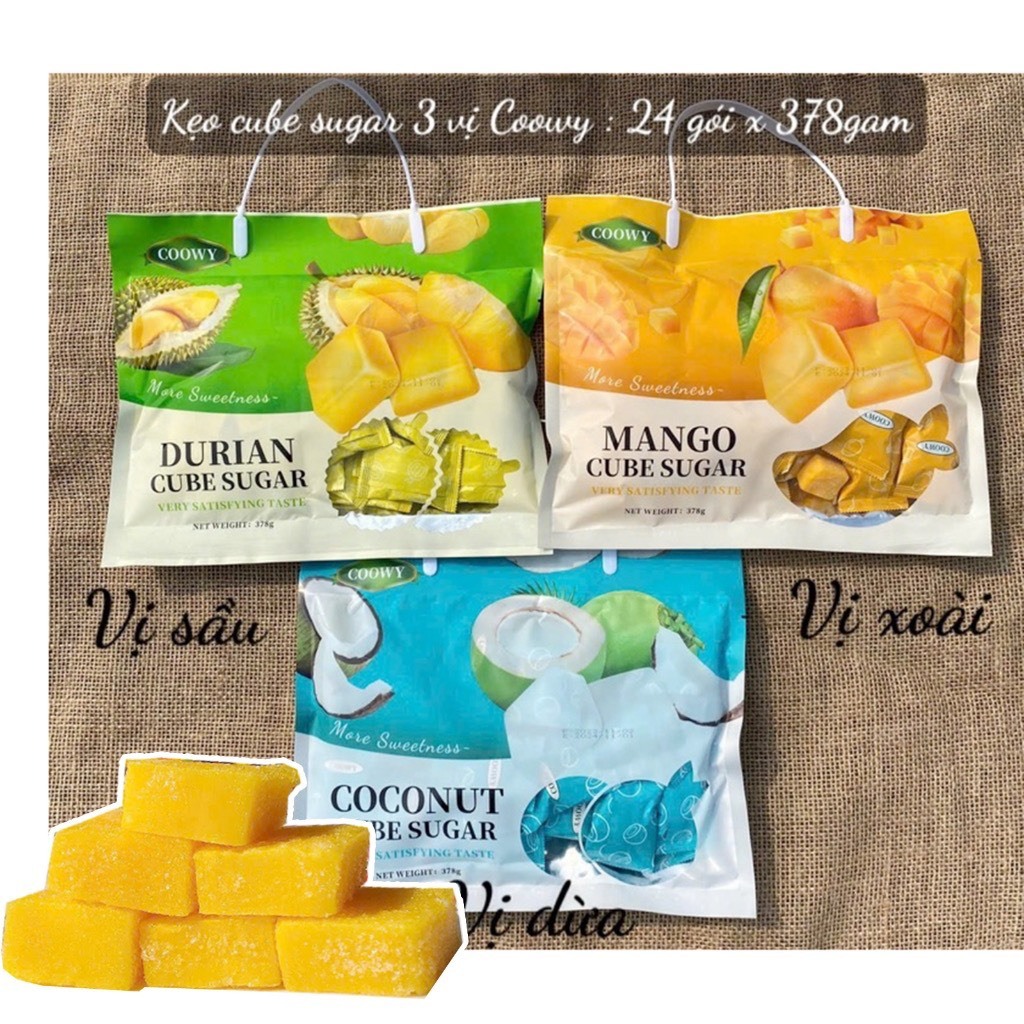 Túi Kẹo Dẻo Trái Cây Cube Sugar Coowy 378gr 3 Vị