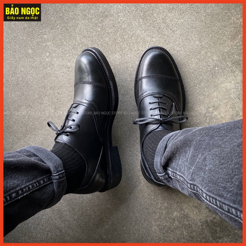 [GIÀY OXFORD] Giày Da Nam Oxford Captoe - Giày Đốc Nam Da Ý Nhập Khẩu - Bảo hành nổ da 24 tháng - Mã