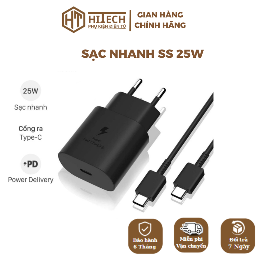 Bộ Sạc Nhanh SS 25W, Công Nghệ PD, Cổng Sạc Typec C, Đảm Bảo An Toàn - HiTech