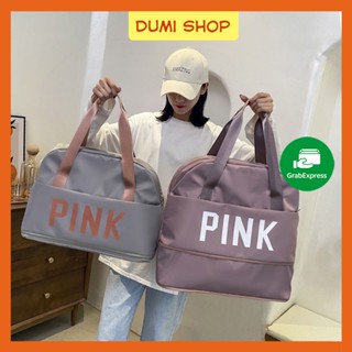 Túi Du Lịch PINK 2 Tầng Vải Chống Thấm Nước, Túi Xách Du Lịch Nữ Cài Vali Dumi Shop