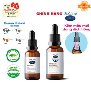 Kẽm nước BioCare Nutrisorb ZinC, Anh (30ml dạng giọt) tăng cường đề kháng cho trẻ sơ sinh, trẻ nhỏ từ 1 tháng tuổi