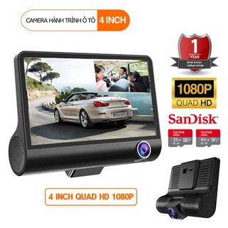 Camera hành trình SMART TECH VN- camera ô tô 3 mắt cam riêng, màn hình 4 inh full HD 1080