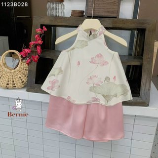 Set yếm lụa hoa sen Bernie cho bé gái