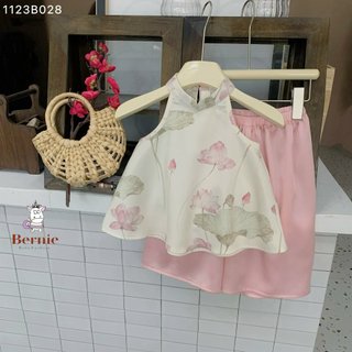Set yếm lụa hoa sen Bernie cho bé gái