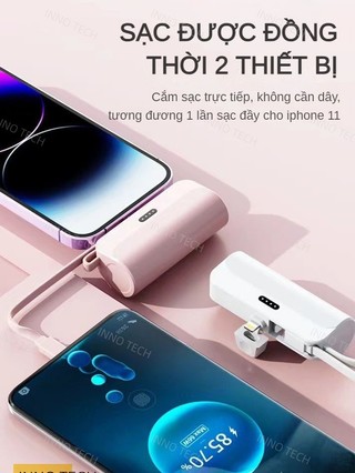 Sạc Dự Phòng 10000mah Cắm Sạc 20w Trực Tiếp, Sạc Cùng Lúc 2 Thiết Bị, Có Giá Kê Đứng Điện Thoại, Cổng Sạc Kép Đầu Ra