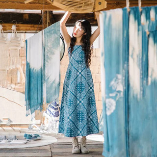 Váy đan lưng Boho Vintage kèm áo khoác