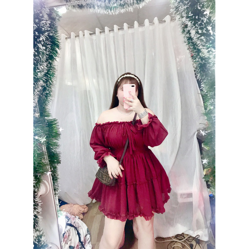[Bigsize 60-90kg] Đầm trễ vai (Có lót quần)