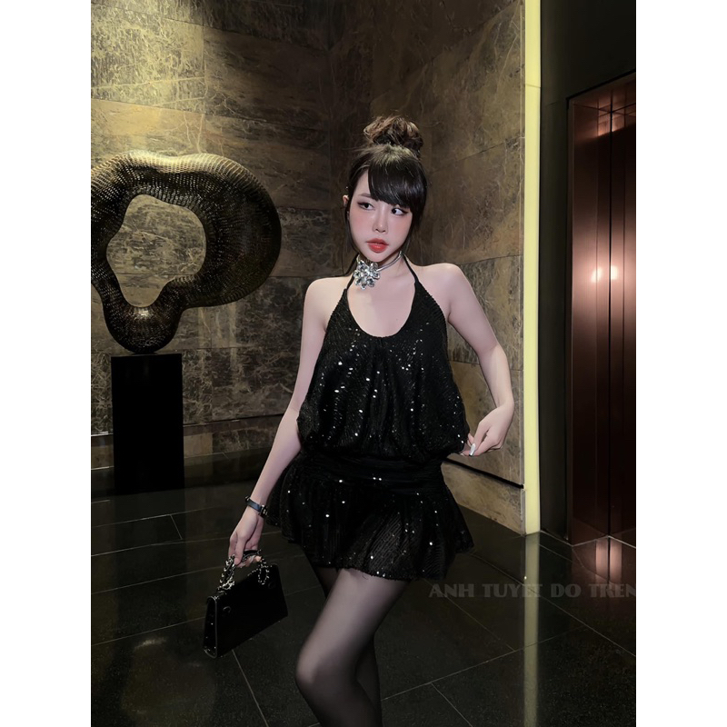 Đầm cổ yếm bling mặc đi tiệc đi bar (CÓ VIDEO SẢN PHẨM)
