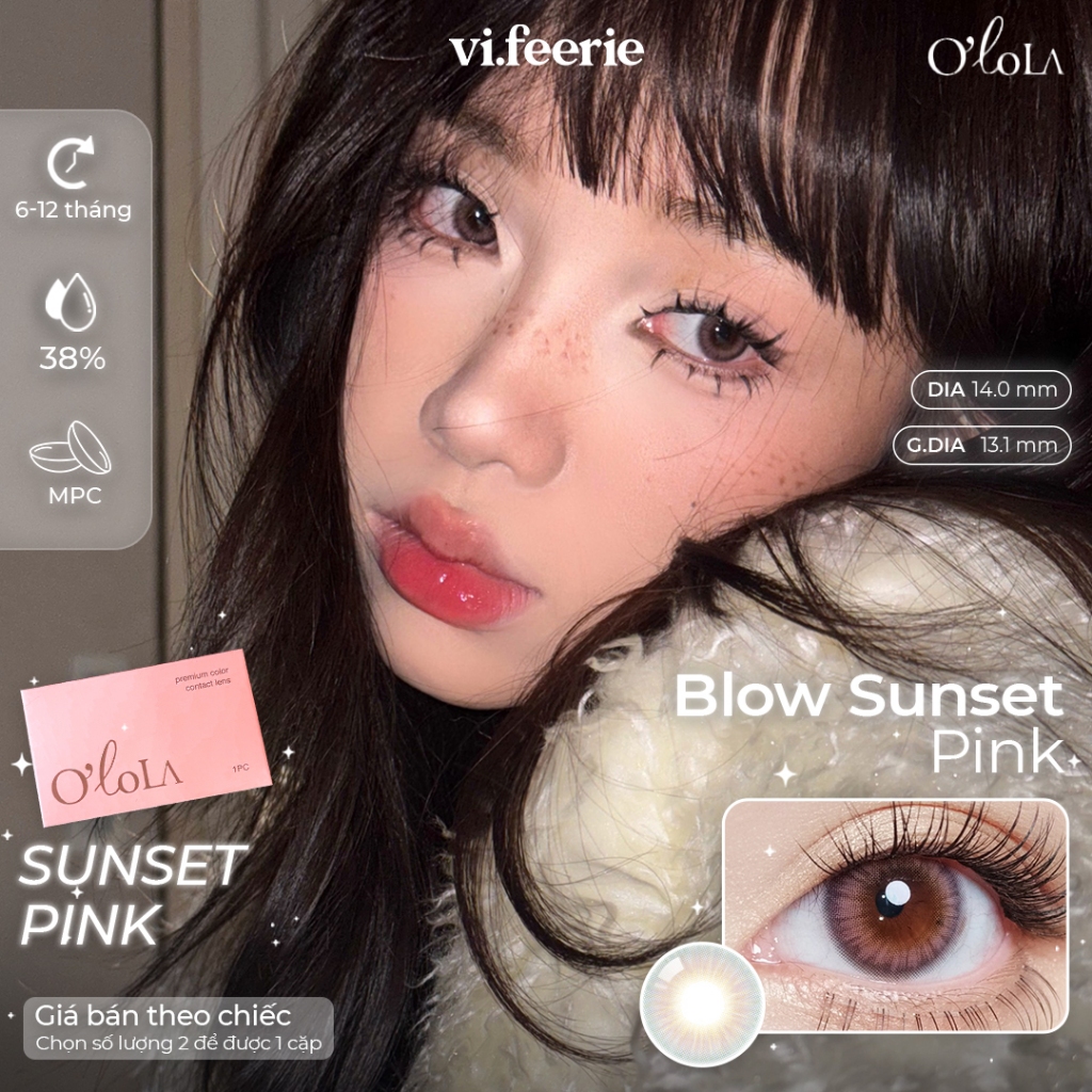 Kính áp tròng (lens) hồng pastel BLOW SUNSET PINK OLOLA Lens-VF Lens