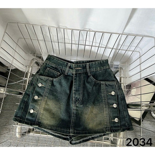 Quần giả váy jean bigsize 55-85kg phối nút 2 bên, chân váy jean bigsize ms2034
