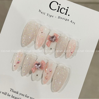 🌷CICI.NAILBOX🌷Móng giả thiết kế sơn gel thạch mix nhũ charm nơ đá