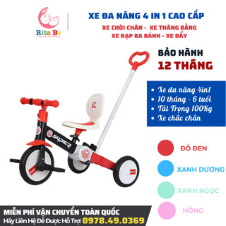 Xe 4in1 chòi chân cân bằng đạp 3 bánh có cán đẩy khung to,bánh xe to chắc chắn.