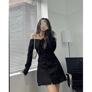 Đầm Dara Form A Trễ Vai Cổ Lật (Có Bigsize)