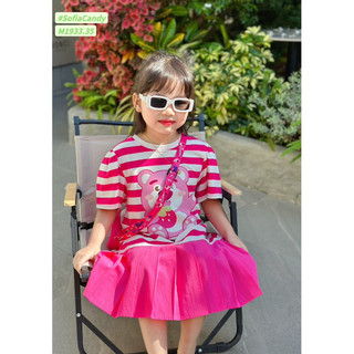 Đầm gấu dâu kẻ hồng Sofia Candy so cute
