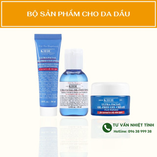 Bộ sản phẩm cho da dầu Kiehl's Ultra Facial Oil dưỡng ẩm sạch da kiềm dầu toàn diện