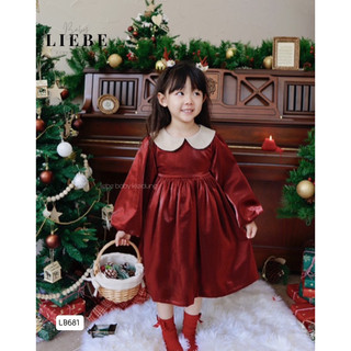 Đầm nhung đỏ cổ sen tapta óng ánh Liebe