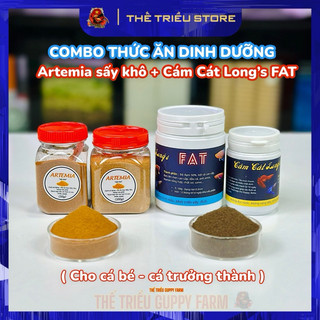 Combo artemia sấy khô + cám cát long’s fat - 50g-100g-200g. thức ăn dinh dưỡng và tiện lợi cho cá guppy, betta..