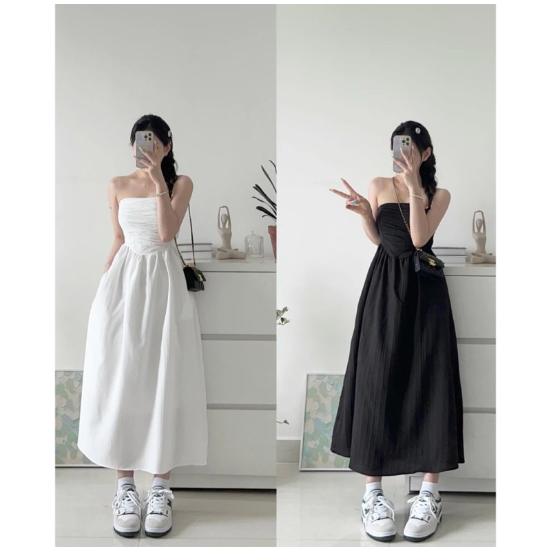 Đầm 2s cúp ngực form dài basic Hàn Quốc