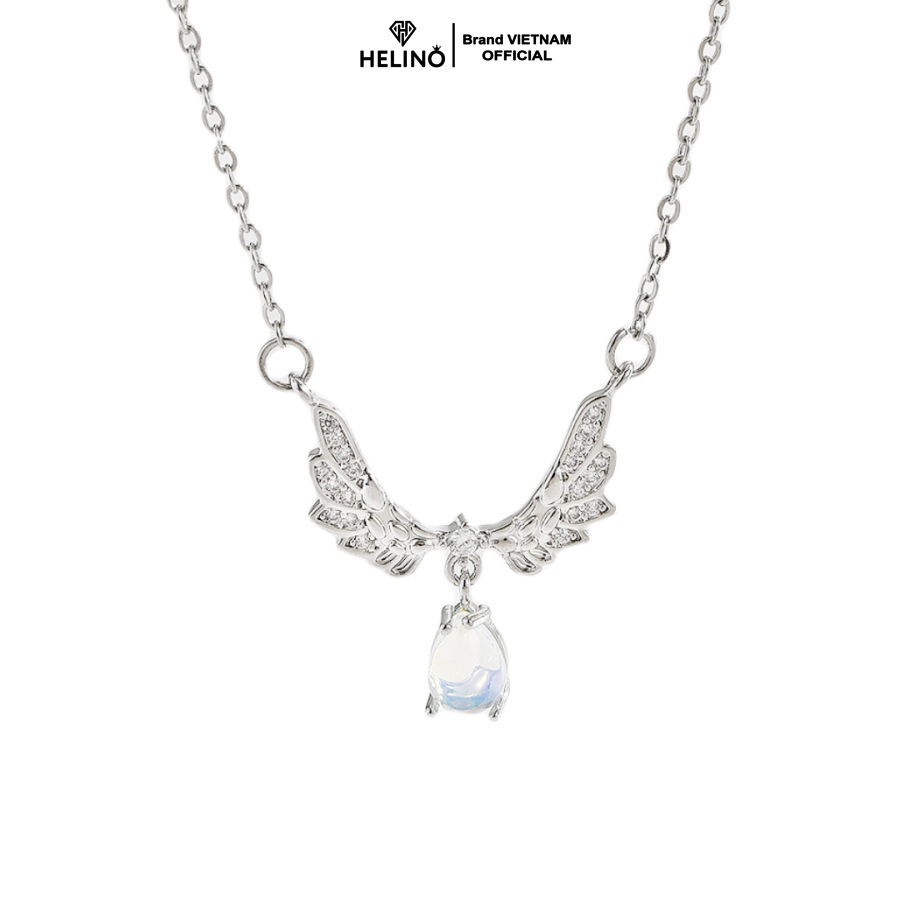 Dây chuyền bạc nữ HELINO cánh thiên thần đá Moonstone đổi màu, trang sức phụ kiện lấp lánh C47