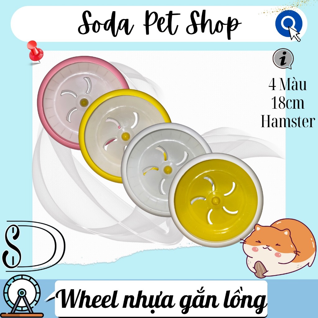Wheel Nhựa Gắn Lồng 18cm Cho Hamster
