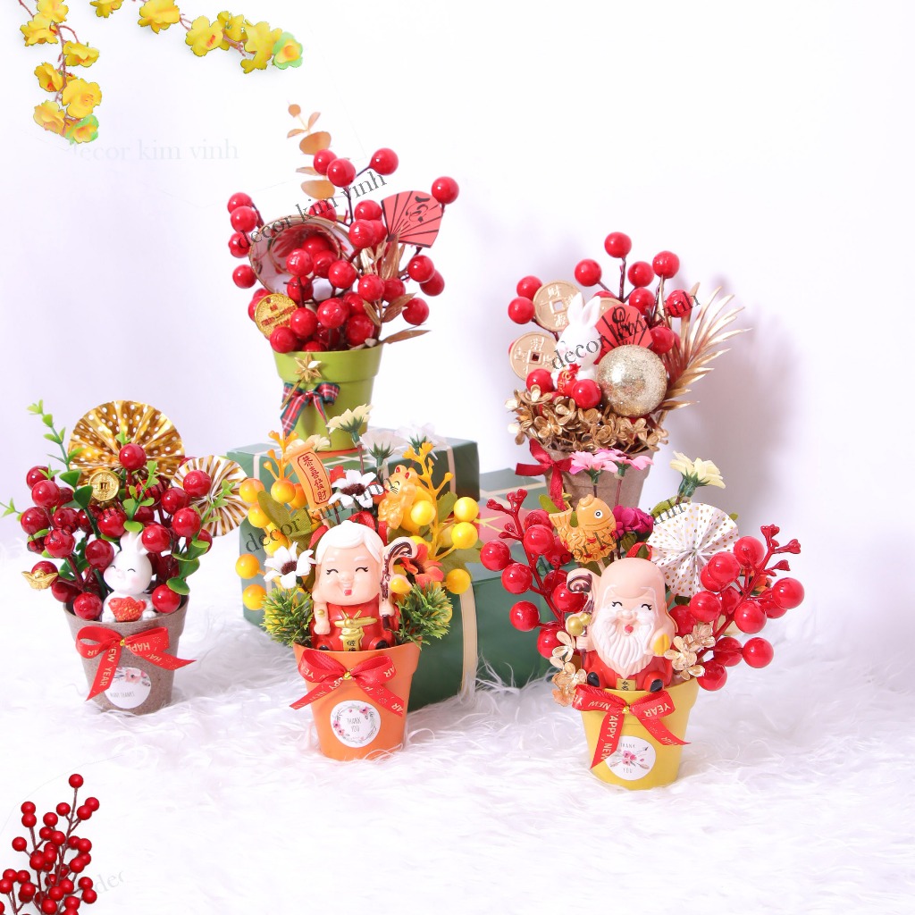 Chậu Đào Đông Trang Trí TẾT A31 Chậu Nhí Nhiều Mẫu May Mắn Tài Lộc – Handmade