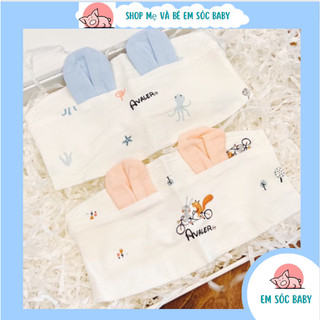 Set 2c mũ/nón che thóp sợi tre avaler, che thóp sơ sinh avaler giữ ấm thóp mụ cho bé trai, bé gái