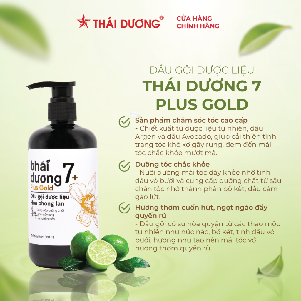 Combo Dầu gội 7 Plus Gold 500ml và Dầu xả Thái Dương 7 Plus 480ml tặng 1 Xịt mọc tóc Thái Dương 7 plus gold 60ml