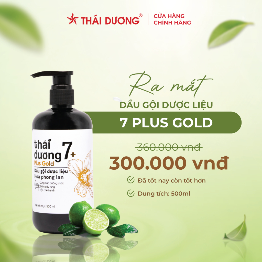 Combo Dầu gội 7 Plus Gold 500ml và Dầu xả Thái Dương 7 Plus 480ml tặng 1 Xịt mọc tóc Thái Dương 7 plus gold 60ml