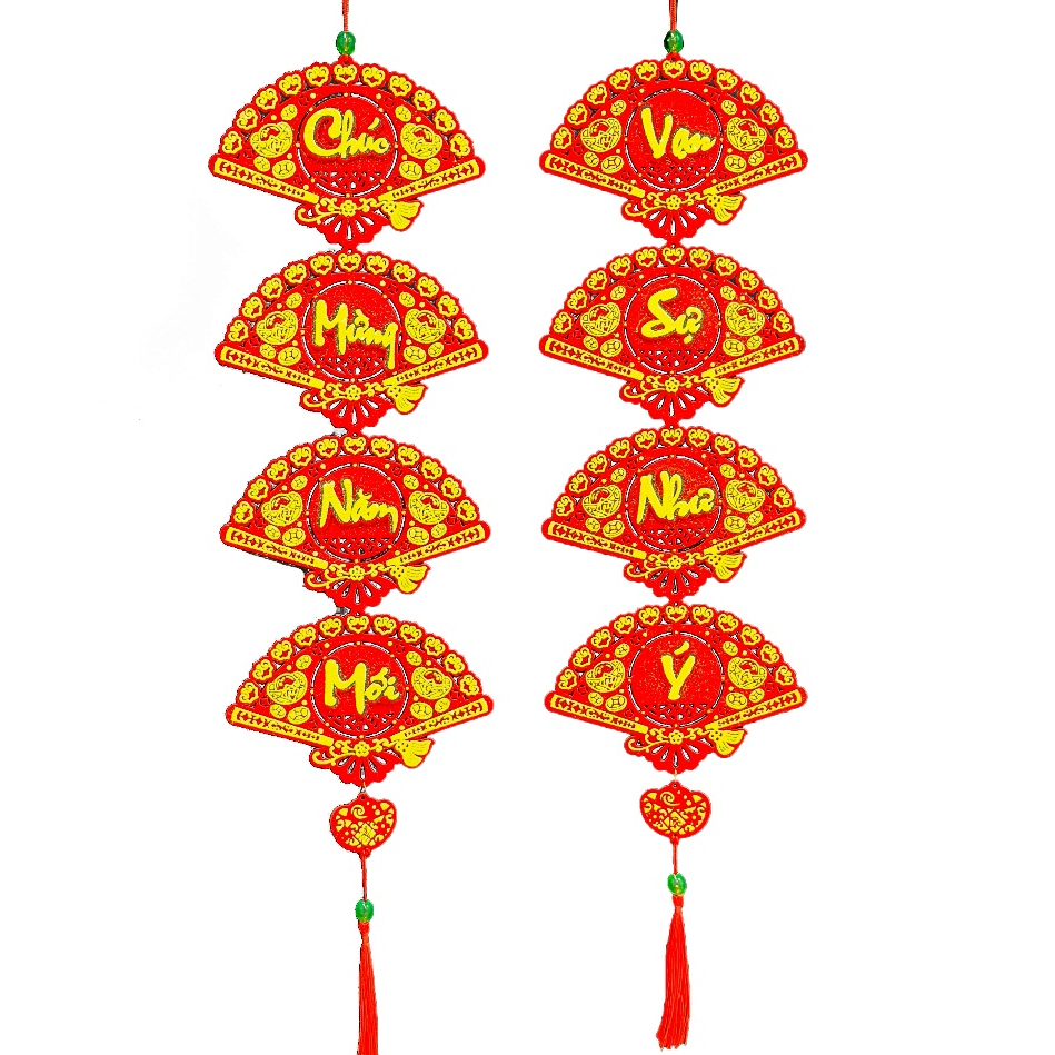 Dây Treo Nhung Đỏ CẶP LIỄN HÌNH QUẠT TL19 Trang Trí Tết Ngày Xuân