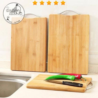 Thớt Gỗ Tre Chữ Nhật Có Tay Cầm 20x30cm -  Thớt Vân Tre Cầm Tay An Toàn, Thân Thiện Môi Trường 22x32cm