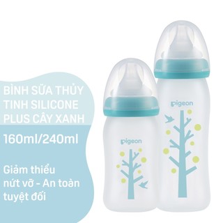 Bình Sữa Thủy Tinh Silicon Pigeon Cây xanh Cho Bé