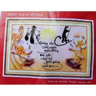 Tranh thêu chữ thập đồng hồ cha mẹ