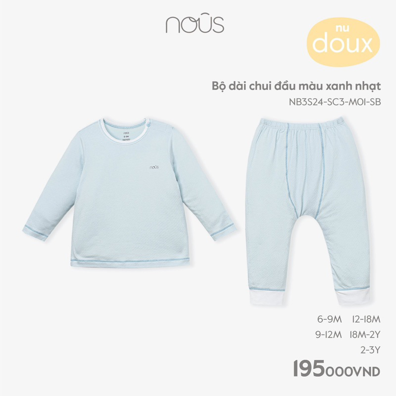 Bộ Nous dài tay hoạ tiết cho bé trai bé gái