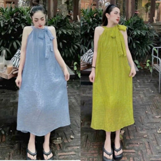 Đầm suông yếm,from maxi dài