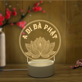 Đèn led a di đà phật hoa sen kích thước 30x30cm