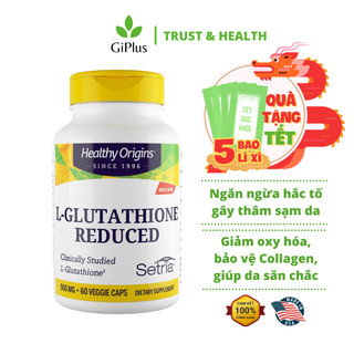  Viên Uống Hỗ Trợ Trắng Da Healthy Origins L - Glutathione Reduced 500mg  60 Viên Lọ  