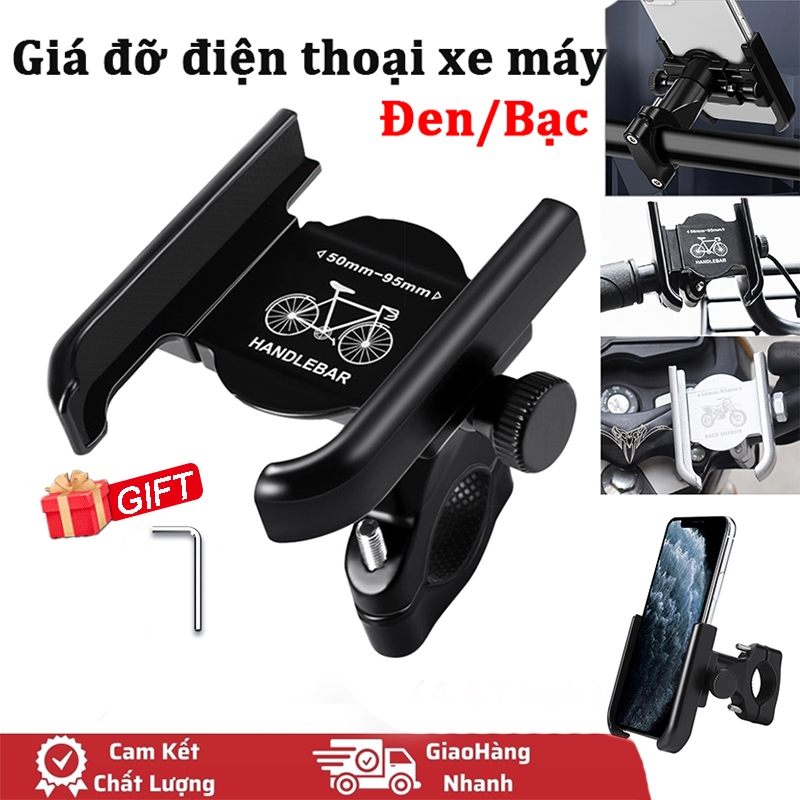 Giá Đỡ Điện Thoại Xoay 360 Gắn Xe Đạp/Xe Máy Bằng Hợp Kim Nhôm Gắn Kính Chiếu Hậu° Giá Đỡ Điện Thoại Gắn Xe Đạp
