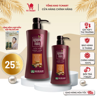 Dầu gội Dược liệu Nguyên Xuân Đỏ 350ml - Dành cho tóc thường bổ sung vitamin E + TẶNG THÊM 35ML GIÁ KHÔNG ĐỔI