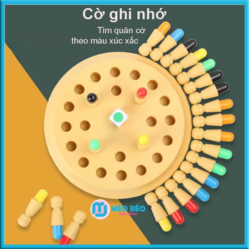 Đồ chơi trí tuệ Cờ ghi nhớ màu sắc bằng nhựa Board game - Mèo Béo Kids Store