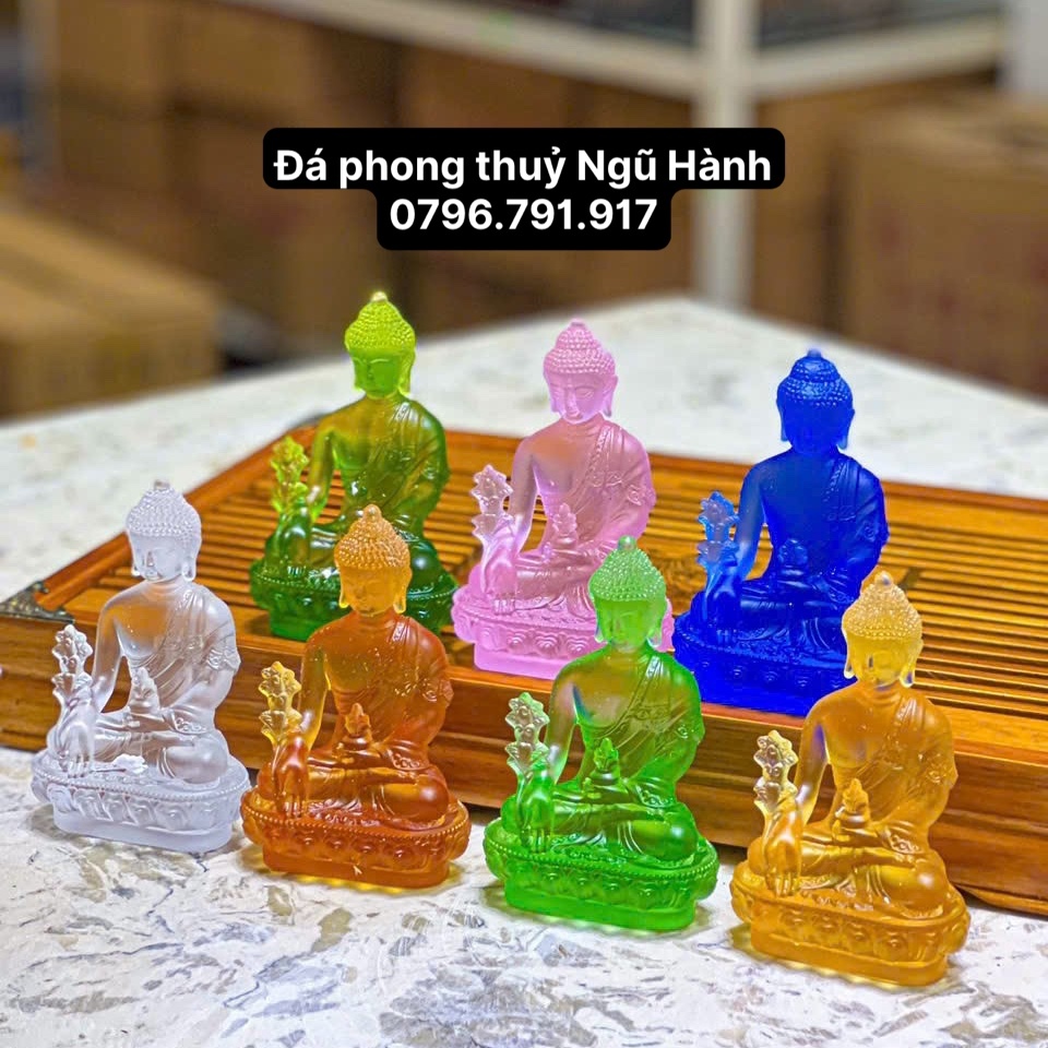 Tượng phật dược sư đá lưu ly cao cấp trang trí nội thất , tap lô ô tô - Cao 12cm