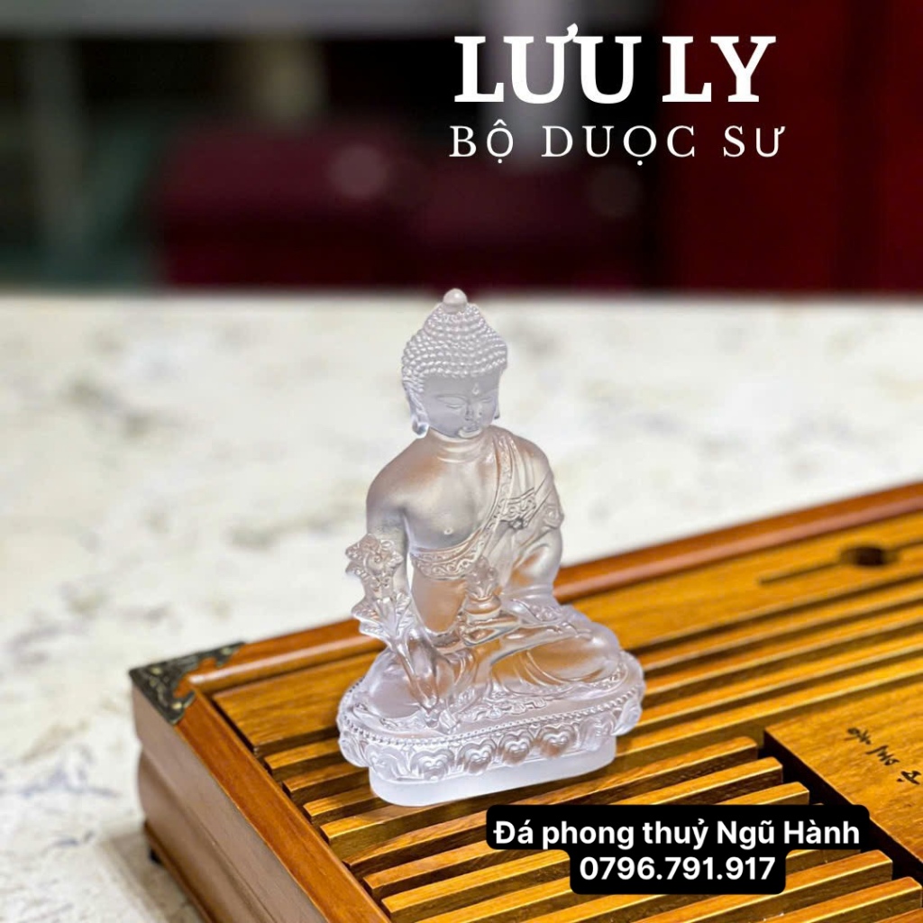 Tượng phật dược sư đá lưu ly cao cấp trang trí nội thất , tap lô ô tô - Cao 12cm