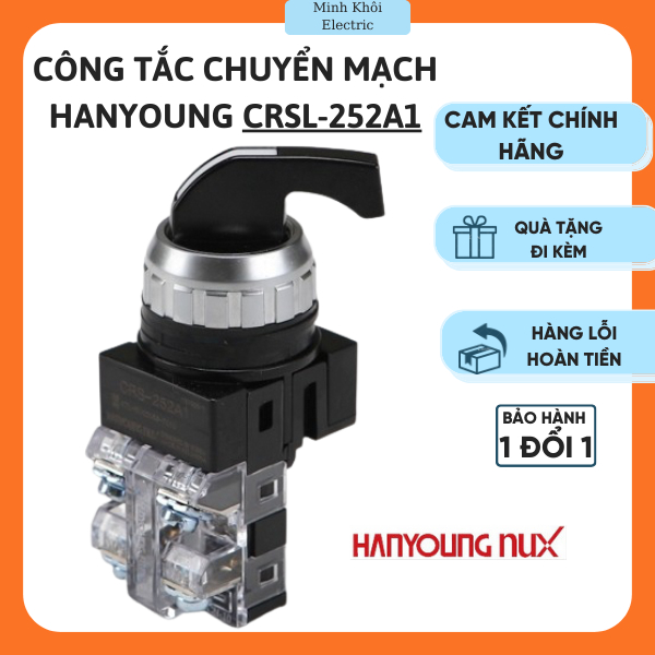 Công tắc xoay chuyển mạch Hanyoung CRSL-252A1, công tắc chuyển mạch 2 và 3 vị trí Hanyoung phi 25mm,