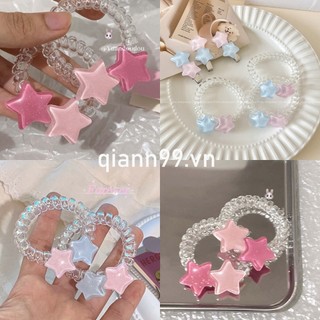 💓dây cột tóc hình ngôi sao năm cánh màu hồng / xanh dương
