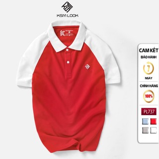 Áo Thun Polo Nam KSM Menswear Tay Draplang có cổ bẻ logo thêu vải Cotton dày mịn đẹp PL737