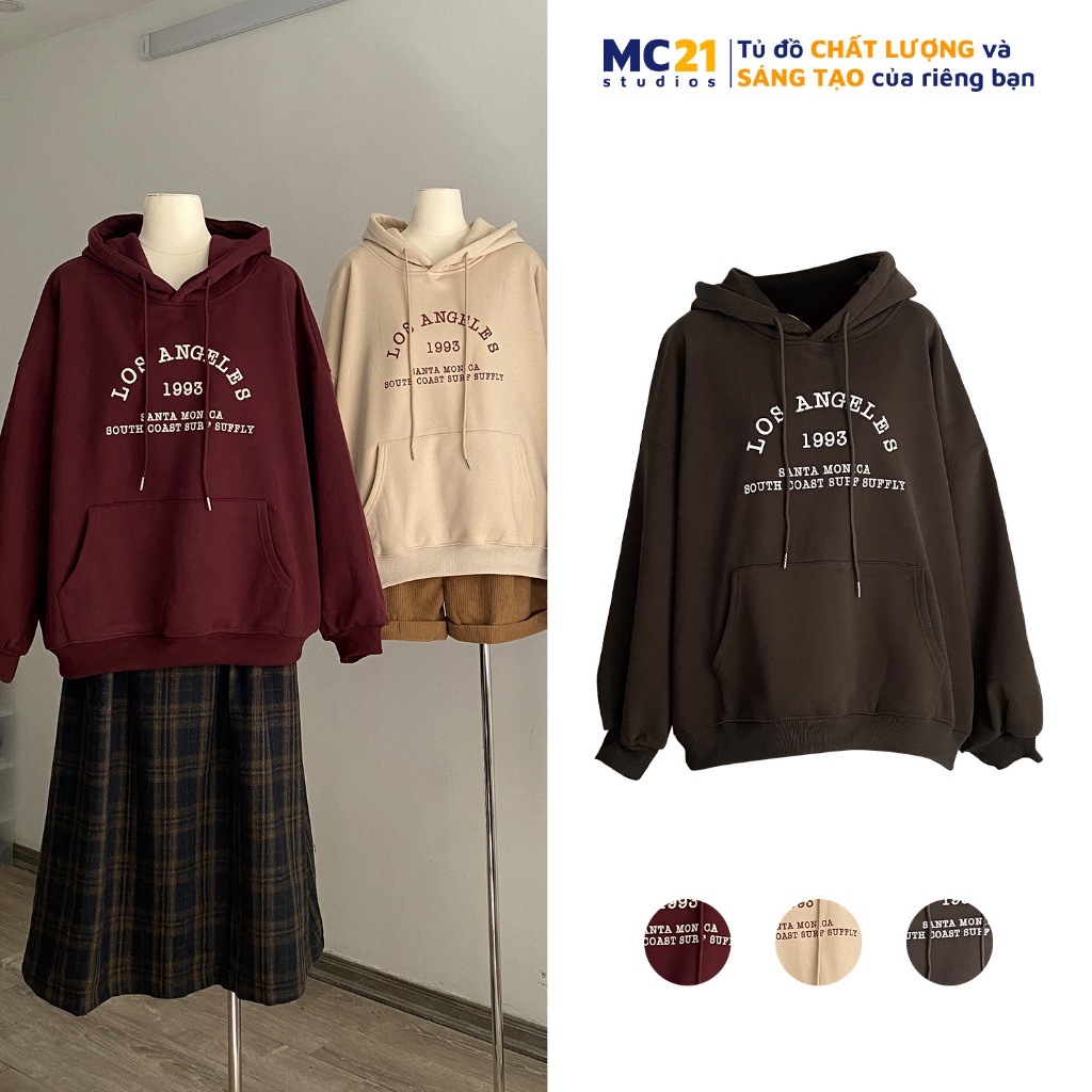 Áo hoodie nam nữ MC21.STUDIOS nỉ lót lông form rộng sweater Unisex oversize Ulzzang Streetwear Hàn Quốc A3808