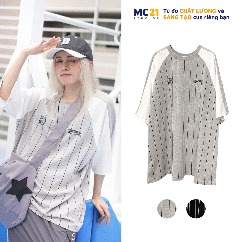 Áo phông MC21.STUDIOS oversize tay lỡ Unisex Ulzzang Streetwear Hàn Quốc tee form rộng t-shirt nam nữ pull A3725