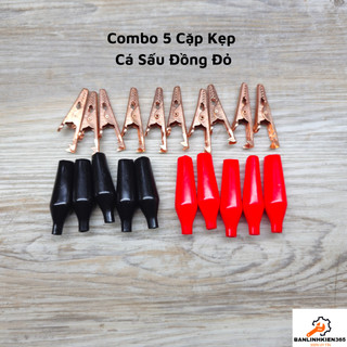 Combo 5 cặp kẹp cá sấu đồng đỏ nguyên chất dẫn dòng cực tốt size 4.5cm