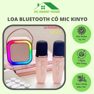Loa bluetooth mic karaoke không dây có đèn led kèm 2 micro nhỏ gọn tiện lợi