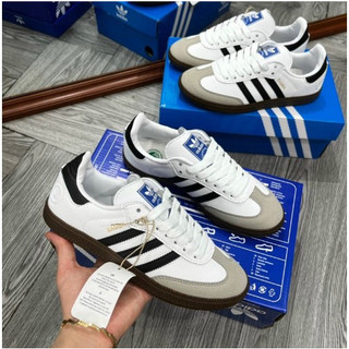Giày Adidas Samba Classic Nam Nữ Đế Thấp, Giày_Adidas Samba White Black Classic Đế Đen Đế Nâu Bản Cao Cấp