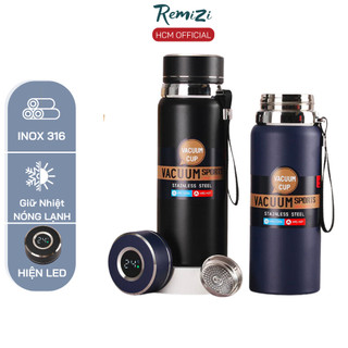 Bình đựng nước REMIZI Thể Thao Cao Cấp Hiện Nhiệt Độ Bình inox 316 Dung Tích 1000ML. BTC 08